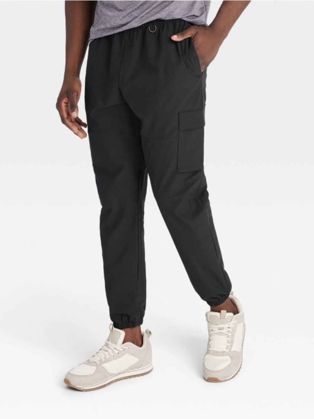 all in motion Men's Black Cargo Joggers with Elastic Cuffs